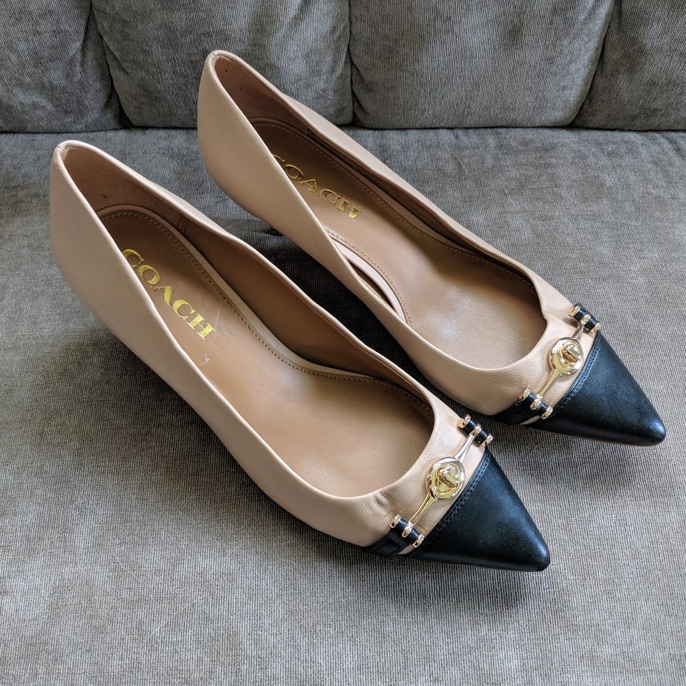 Womens Coach Lauri Silky Nap Beechwood/Blck Heels - Picture 3 of 8